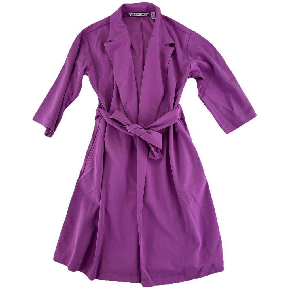 Girl With Curves 3/4 Sleeve Wrap Coat w/ Tie Size XS Radiant Orchid Purple